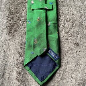 Lands' End Green Tie with Playful Bird Motifs